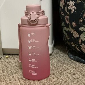 Gradient Pink Water Bottle with Time Markers